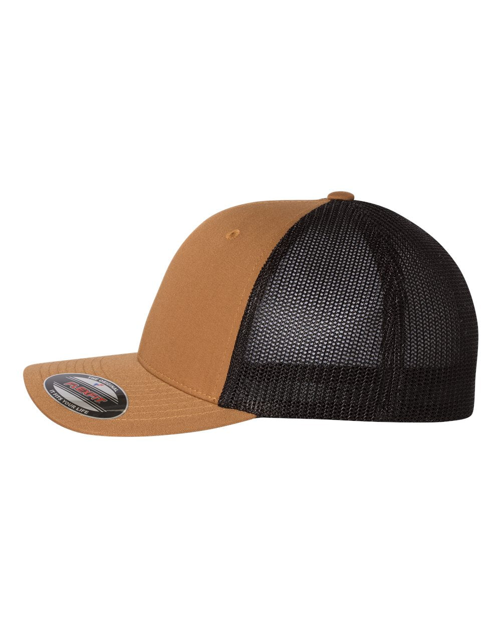 caramel and black hat