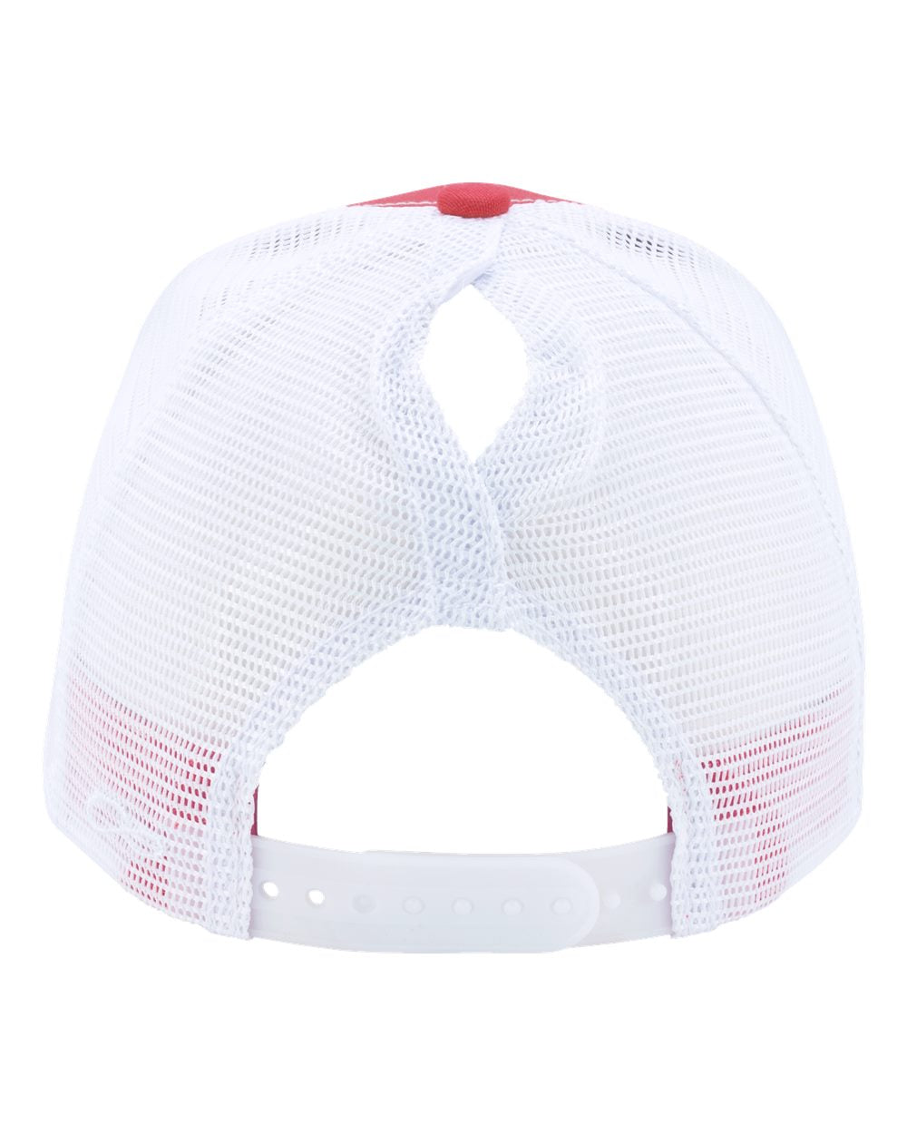 coral and white hat