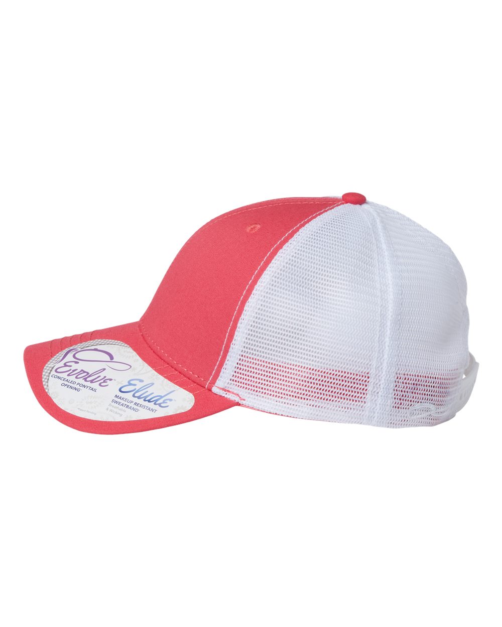 coral and white hat