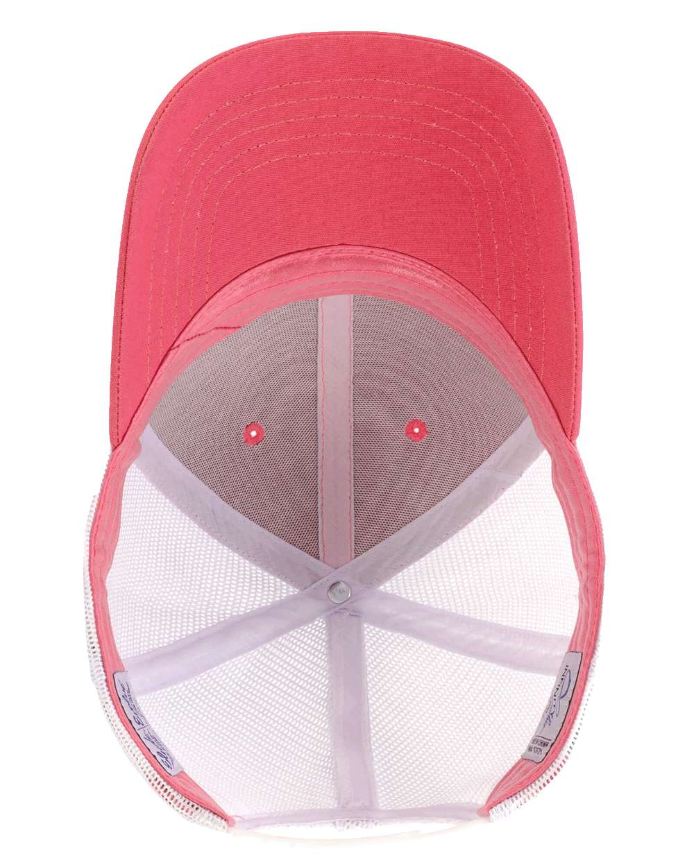 coral and white hat