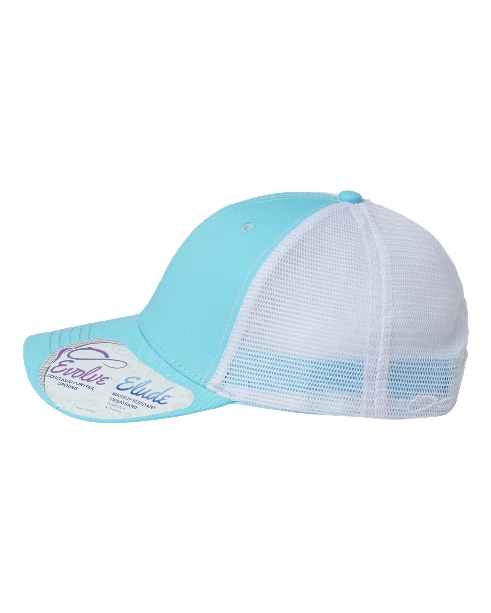 light blue and white hat