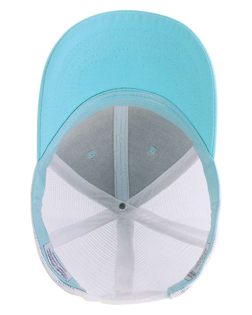 light blue and white hat