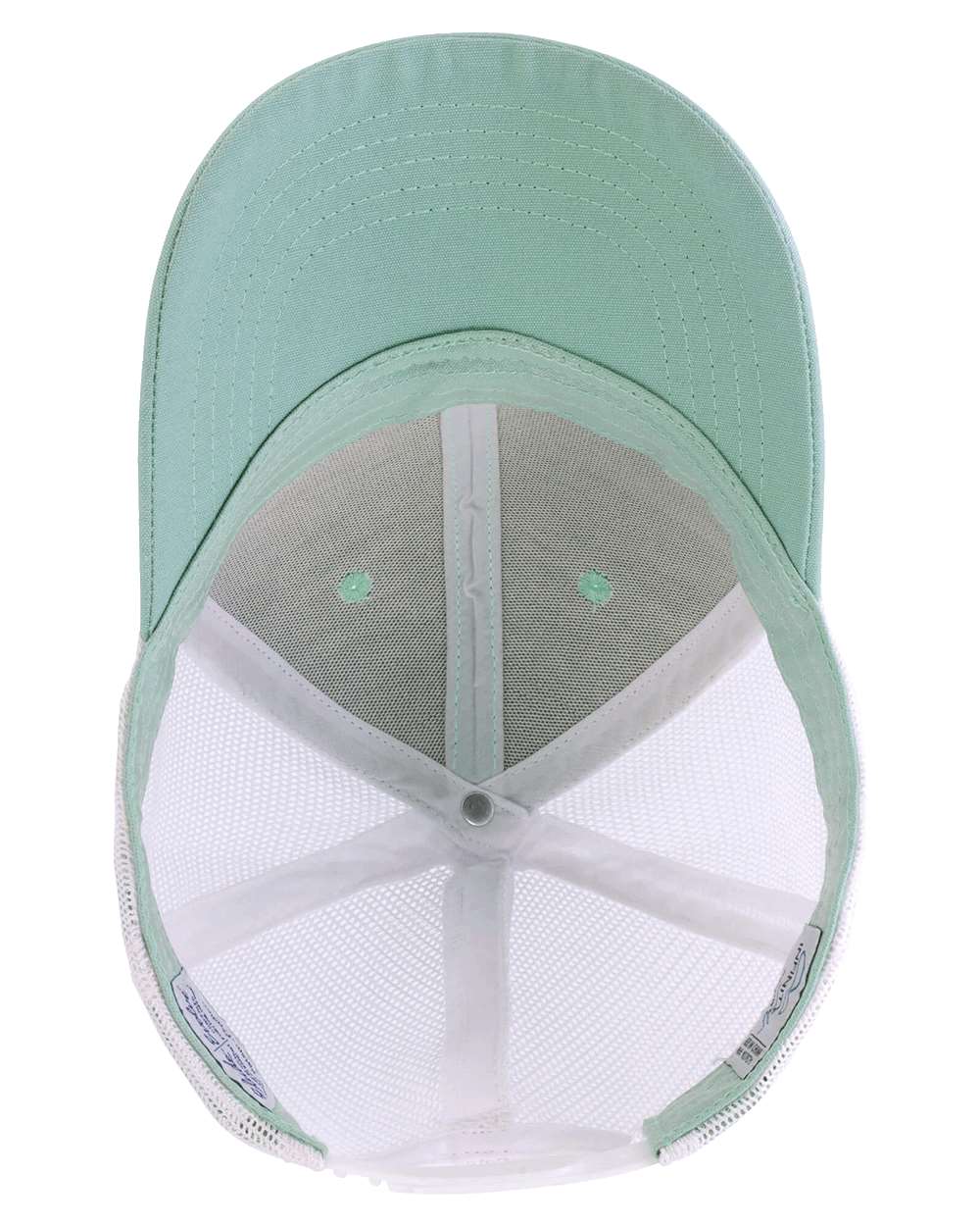 seafoam green and white hat