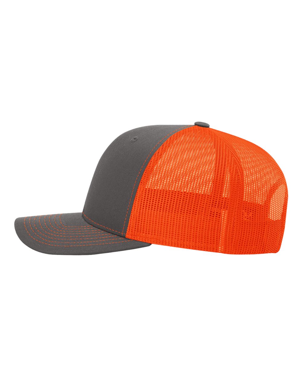 Gray and orange mesh cap on a white background