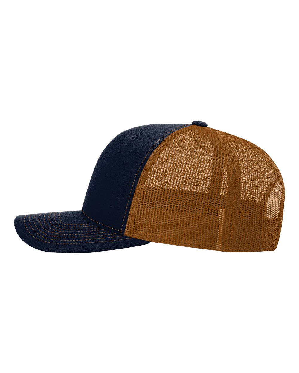 navy blue and carmel hat 